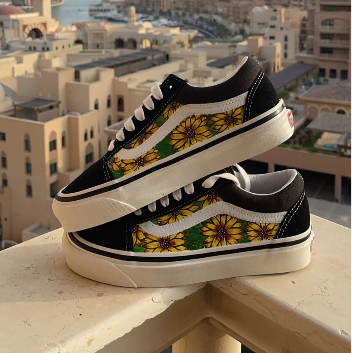 Custom sunflower old skool vans best sale