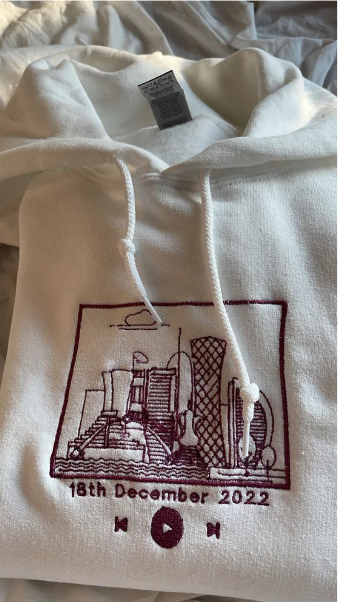 Custom nation QND hoodie-Spotify skyline(white)