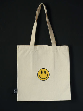 SADA classic tote-yellow smiley face(offwhite)