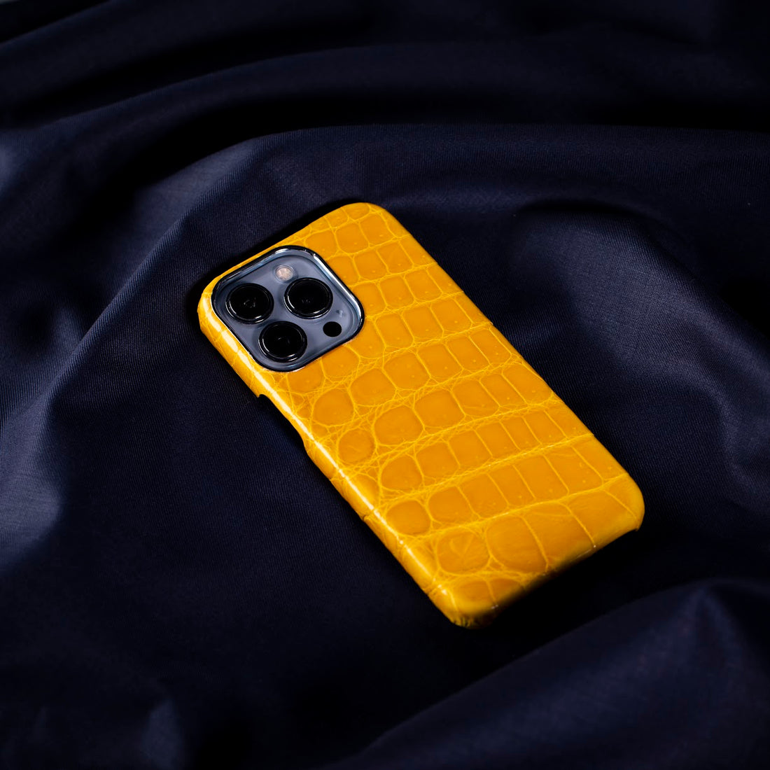 GLANCES: phone case-Real yellow crocodile