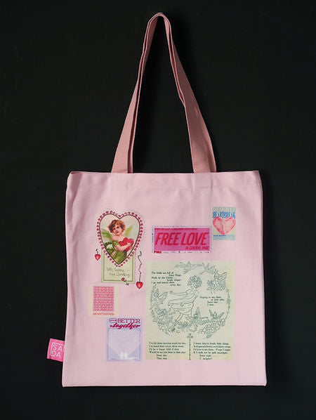 SADA pink tote-love letter collage