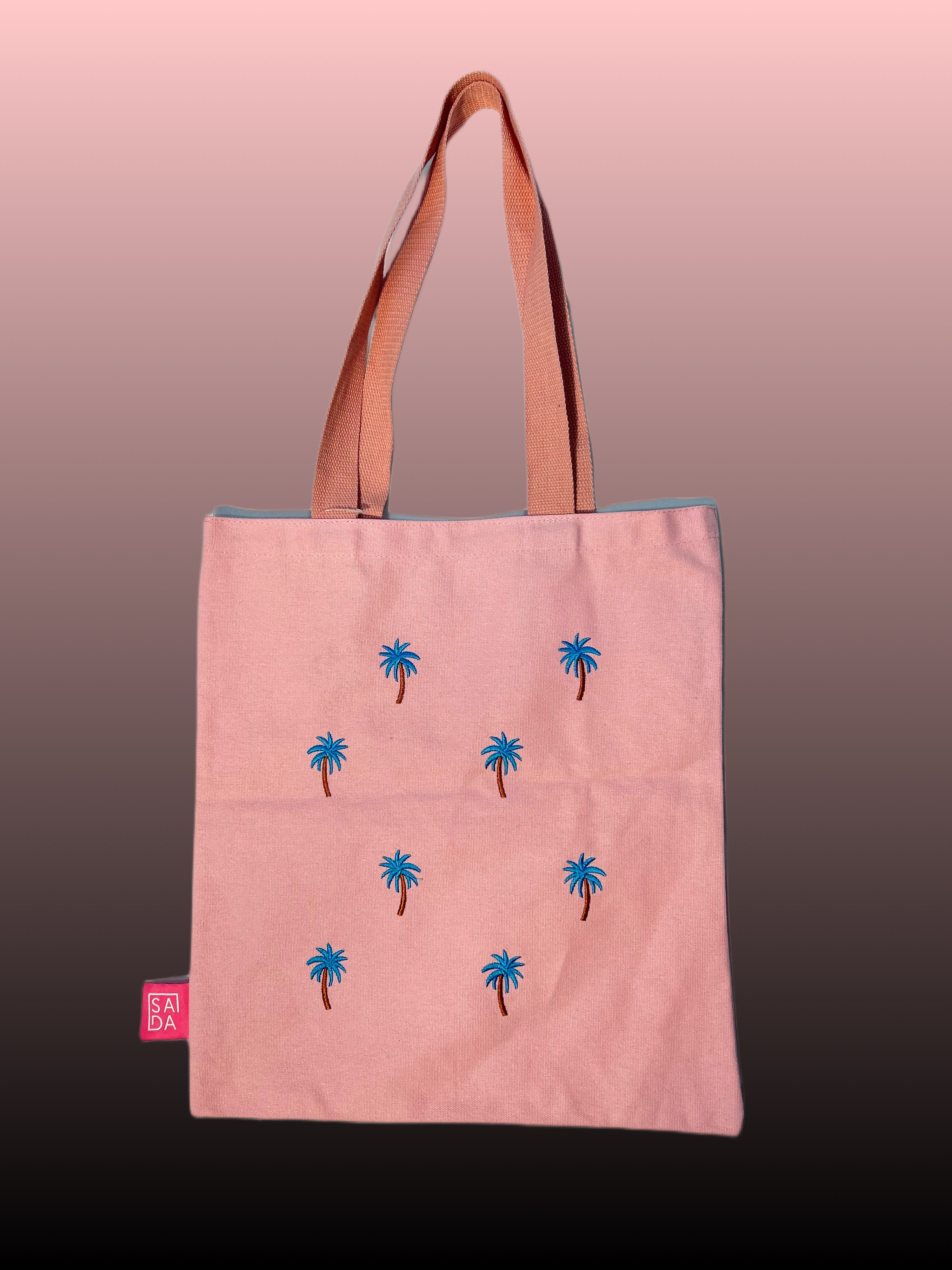 SADA pink tote-palm tree