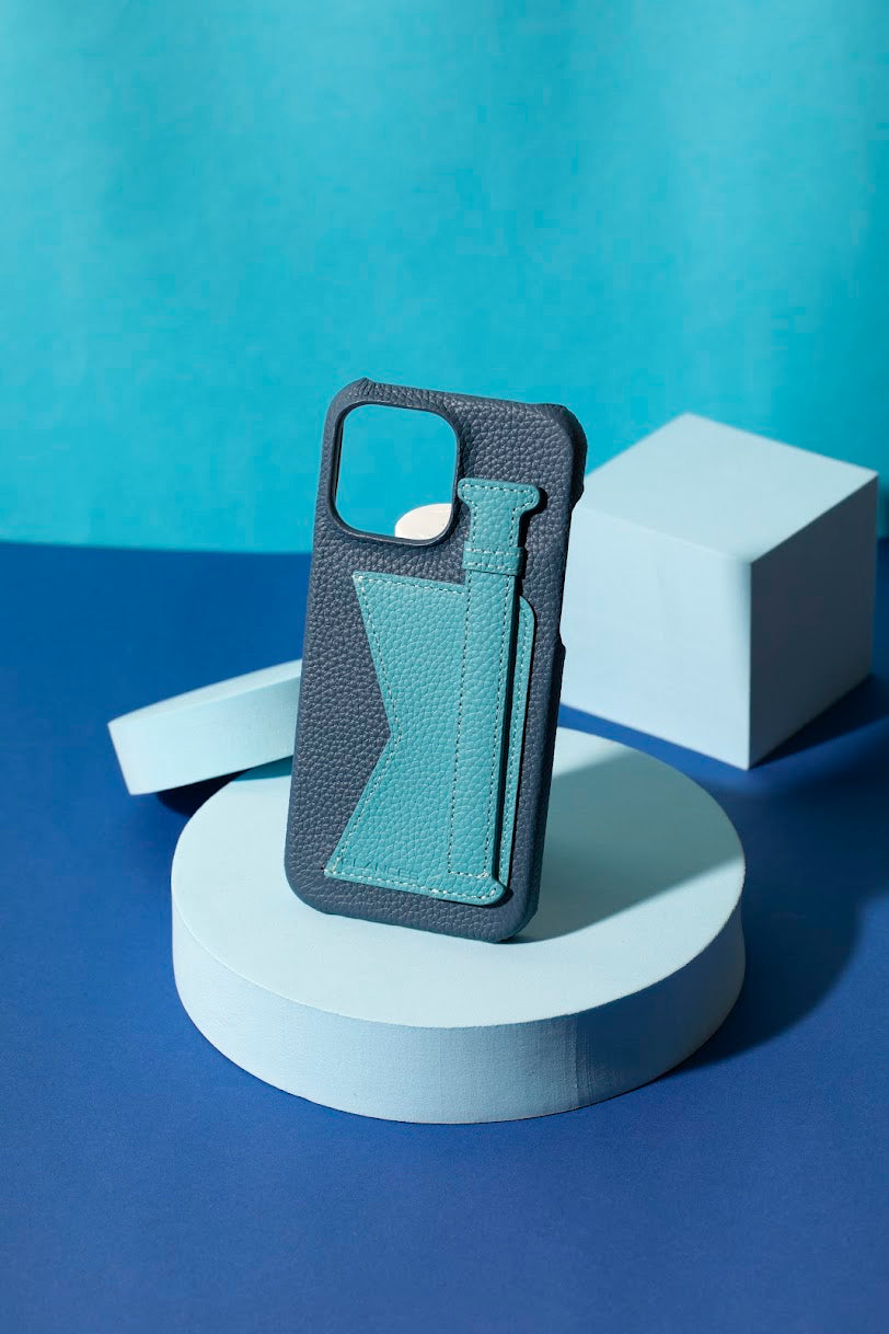 GLANCES: phone case-Dark blue Togo light blue case and strap