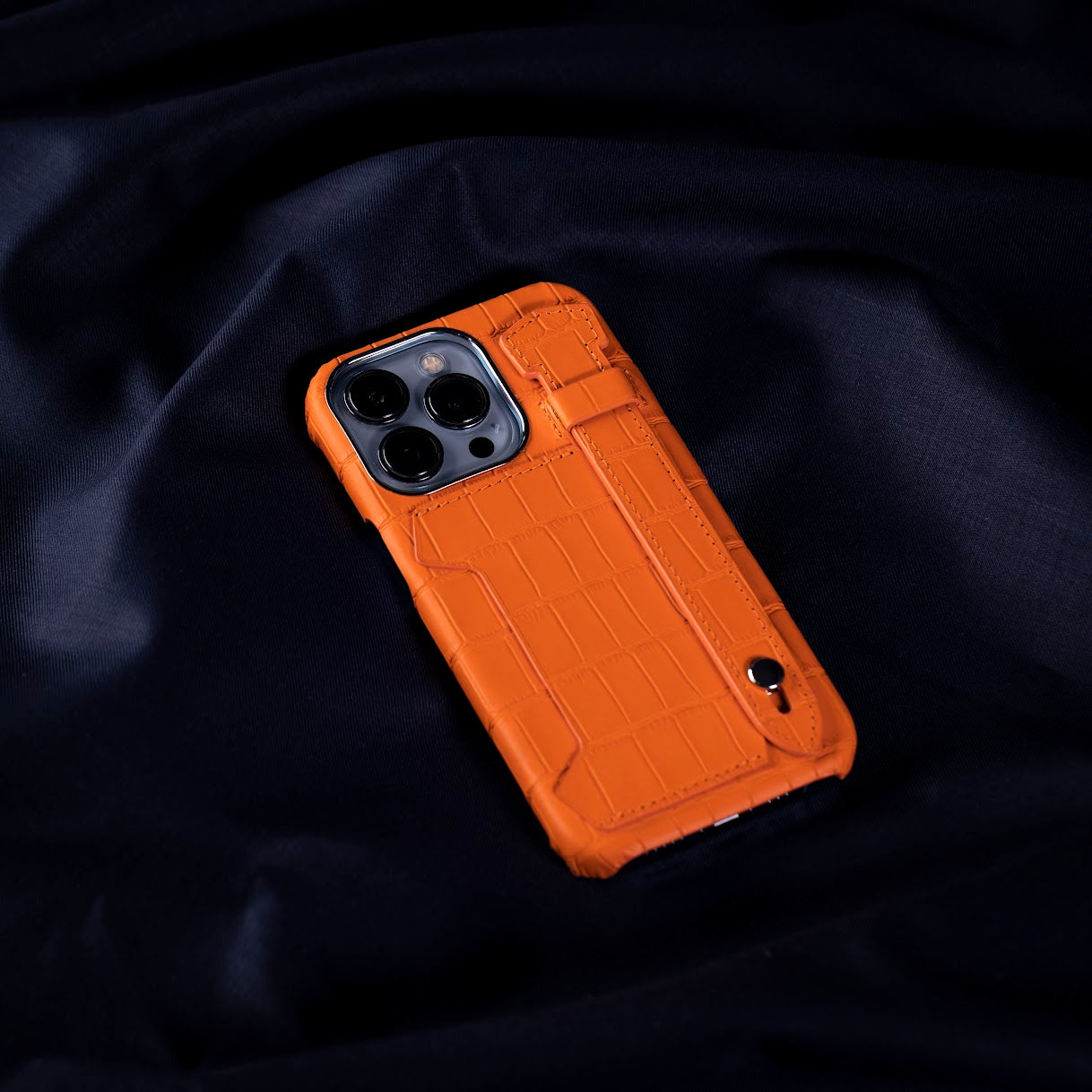 GLANCES: phone case-Embossed crocodile Orange