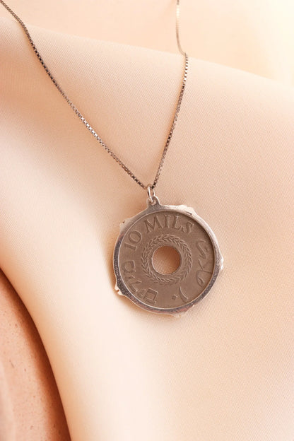 TCB necklace: Palestinian coin 10 mil-Silver