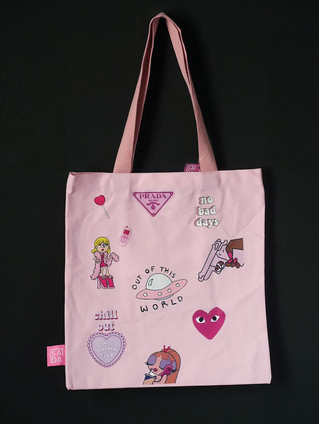 SADA pink tote-Hot pink and girly collage